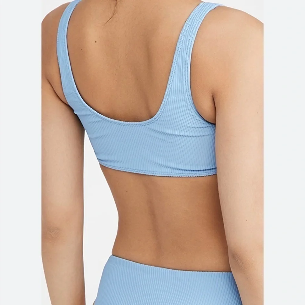 Frankies Bikinis women Connor Ribbed M Bikini Top sky blue full coverage sliming